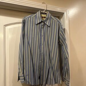 Blue and Yellow Striped Men's Shirt